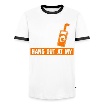 Fireplace saying Stove Woodburning stove Firewood - Men's Ringer Shirt - white/black - Front - AI Model Female 172 light (172cm) & AI Model Male 178 dark (178cm)