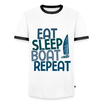 Segelboot Kapitän Spruch Zum Segeln - Männer Kontrast-T-Shirt - Weiß/Schwarz - Vorne - AI Model Female 172 light (172cm) & AI Model Male 178 dark (178cm)