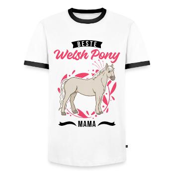 Beste Welsh Pony Mama - Männer Kontrast-T-Shirt - Weiß/Schwarz - Vorne - AI Model Female 172 light (172cm) & AI Model Male 178 dark (178cm)