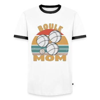 Boule Boccia Ball Sports Petanque Game Mom Mother - Men's Ringer Shirt - white/black - Front - AI Model Female 172 light (172cm) & AI Model Male 178 dark (178cm)