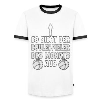 Boule Boccia Kugelsport Petanque Spiel Papa Vater - Männer Kontrast-T-Shirt - Weiß/Schwarz - Vorne - AI Model Female 172 light (172cm) & AI Model Male 178 dark (178cm)