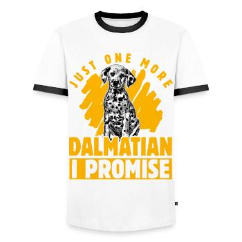 Juste un Dalmatien de plus je promets - T-shirt contrasté Homme - blanc/noir - Devant - AI Model Female 172 light (172cm) & AI Model Male 178 dark (178cm)