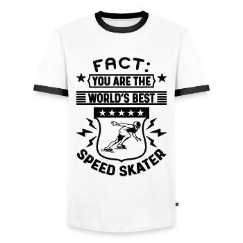 Fact You Are The World's Short Track Speed Skater - Men's Ringer Shirt - white/black - Front - AI Model Female 172 light (172cm) & AI Model Male 178 dark (178cm)