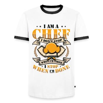 Je suis un chef que je n’arrête pas - T-shirt contrasté Homme - blanc/noir - Devant - AI Model Female 172 light (172cm) & AI Model Male 178 dark (178cm)