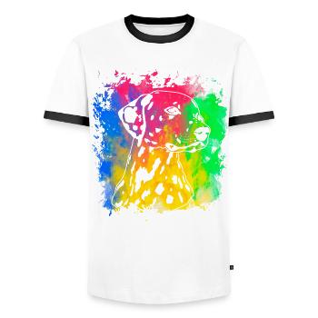 Dalmatien Rétro - T-shirt contrasté Homme - blanc/noir - Devant - AI Model Female 172 light (172cm) & AI Model Male 178 dark (178cm)