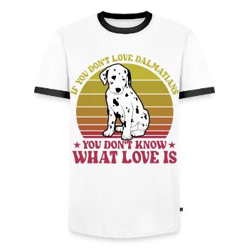 Si vous n’aimez pas les Dalmatiens que vous ne connaissez pas - T-shirt contrasté Homme - blanc/noir - Devant - AI Model Female 172 light (172cm) & AI Model Male 178 dark (178cm)