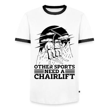 Other Sports Need A Chairlift Winter Snow XC Skier - Men's Ringer Shirt - white/black - Front - AI Model Female 172 light (172cm) & AI Model Male 178 dark (178cm)