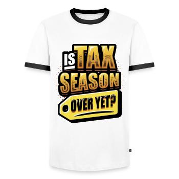 Ist Die Steuersaison Schon Vorbei,Müder Buchhalter - Männer Kontrast-T-Shirt - Weiß/Schwarz - Vorne - AI Model Female 172 light (172cm) & AI Model Male 178 dark (178cm)
