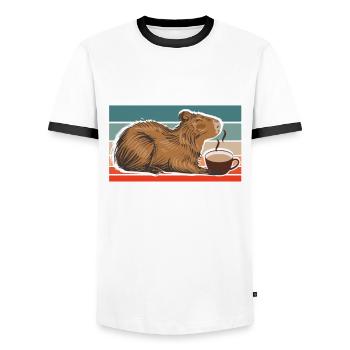 Capybara Capybara Friends Capy Cappybara - Men's Ringer Shirt - white/black - Front - AI Model Female 172 light (172cm) & AI Model Male 178 dark (178cm)