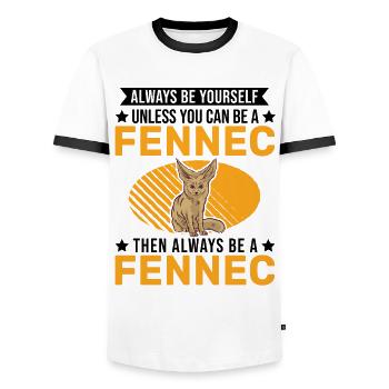 Always be yourses Fennec Desert Fox Fennec Fennek - Men's Ringer Shirt - white/black - Front - AI Model Female 172 light (172cm) & AI Model Male 178 dark (178cm)