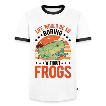 Grenouille cadeau Rainette - T-shirt contrasté Homme - blanc/noir - Devant - AI Model Female 172 light (172cm) & AI Model Male 178 dark (178cm)