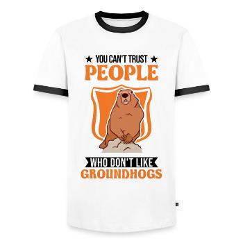 Murmeltier Groundhog Day Waldmurmeltier - Männer Kontrast-T-Shirt - Weiß/Schwarz - Vorne - AI Model Female 172 light (172cm) & AI Model Male 178 dark (178cm)