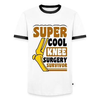 Super Cool Knee Surgery Survivor - Männer Kontrast-T-Shirt - Weiß/Schwarz - Vorne - AI Model Female 172 light (172cm) & AI Model Male 178 dark (178cm)