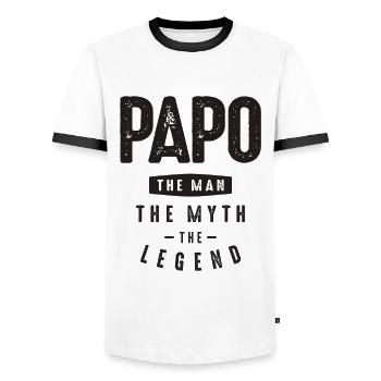 Papo The Man The Myth The Legend - Grandpa - Men's Ringer Shirt - white/black - Front - AI Model Female 172 light (172cm) & AI Model Male 178 dark (178cm)