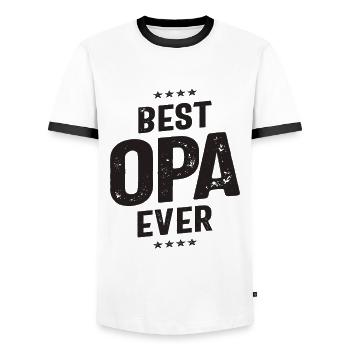 Show Your Love for Grandpa with Best Opa Ever - Men's Ringer Shirt - white/black - Front - AI Model Female 172 light (172cm) & AI Model Male 178 dark (178cm)