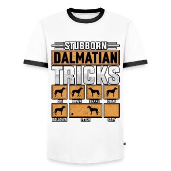Stubborn Dalmatian Tricks - Männer Kontrast-T-Shirt - Weiß/Schwarz - Vorne - AI Model Female 172 light (172cm) & AI Model Male 178 dark (178cm)