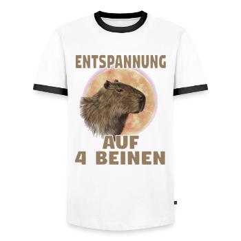 Wasserschwein Capybara Fan Club Cappybara Fans - Männer Kontrast-T-Shirt - Weiß/Schwarz - Vorne - AI Model Female 172 light (172cm) & AI Model Male 178 dark (178cm)