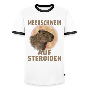 Wasserschwein Capybara Fan Club Cappybara Fans - Männer Kontrast-T-Shirt - Weiß/Schwarz - Vorne - AI Model Female 172 light (172cm) & AI Model Male 178 dark (178cm)