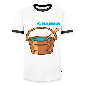 Sauna Saunameister Wellness Entspannung Saunieren - Männer Kontrast-T-Shirt - Weiß/Schwarz - Vorne - AI Model Female 172 light (172cm) & AI Model Male 178 dark (178cm)