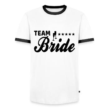 team bride Team Bride - Men's Ringer Shirt - white/black - Front - AI Model Female 172 light (172cm) & AI Model Male 178 dark (178cm)