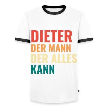 Dieter Der Mann Der Alles Kann Vorname Dieter - Männer Kontrast-T-Shirt - Weiß/Schwarz - Vorne - AI Model Female 172 light (172cm) & AI Model Male 178 dark (178cm)