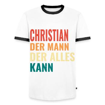 Christian Der Mann Der Alles Kann Name Christian - Männer Kontrast-T-Shirt - Weiß/Schwarz - Vorne - AI Model Female 172 light (172cm) & AI Model Male 178 dark (178cm)