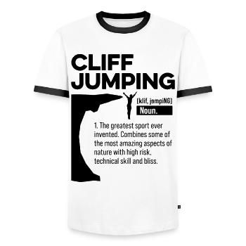 Cliff Jumping Noun Definition Tombstoning Cliff Di - Men's Ringer Shirt - white/black - Front - AI Model Female 172 light (172cm) & AI Model Male 178 dark (178cm)