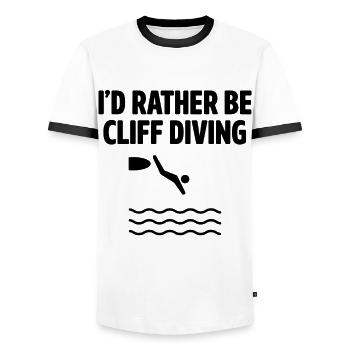 I'd Rather Be Cliff Diving Cliff Diver Base Jumpin - Men's Ringer Shirt - white/black - Front - AI Model Female 172 light (172cm) & AI Model Male 178 dark (178cm)