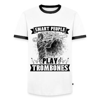 Smart People Play Trombone Brass Band Trombonist - Männer Kontrast-T-Shirt - Weiß/Schwarz - Vorne - AI Model Female 172 light (172cm) & AI Model Male 178 dark (178cm)