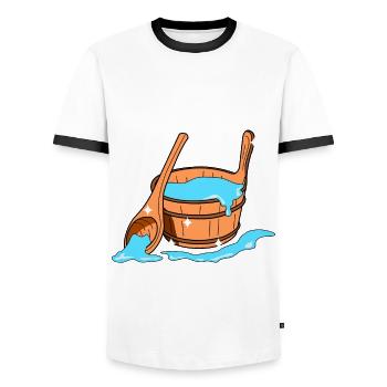 Sauna Saunieren Saunisten Saunist - Männer Kontrast-T-Shirt - Weiß/Schwarz - Vorne - AI Model Female 172 light (172cm) & AI Model Male 178 dark (178cm)