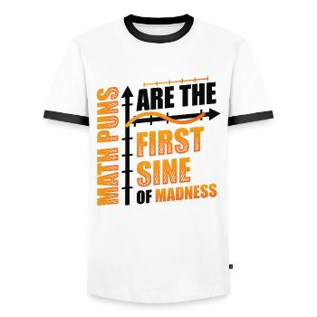 Mathe-Lehrer, Mathe-Schüler, Mathe-Wortspiele - Männer Kontrast-T-Shirt - Weiß/Schwarz - Vorne - AI Model Female 172 light (172cm) & AI Model Male 178 dark (178cm)