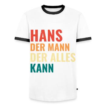 Hans Der Mann Der Alles Kann Vorname Hans - Männer Kontrast-T-Shirt - Weiß/Schwarz - Vorne - AI Model Female 172 light (172cm) & AI Model Male 178 dark (178cm)