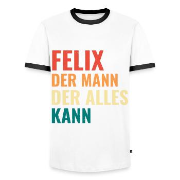 Felix Der Mann Der Alles Kann Vorname Felix - Männer Kontrast-T-Shirt - Weiß/Schwarz - Vorne - AI Model Female 172 light (172cm) & AI Model Male 178 dark (178cm)
