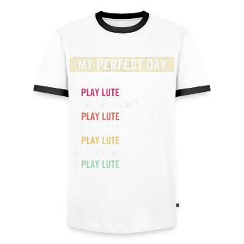 Funny Lute Players Lute Musicians Lute Lovers - Men's Ringer Shirt - white/black - Front - AI Model Female 172 light (172cm) & AI Model Male 178 dark (178cm)