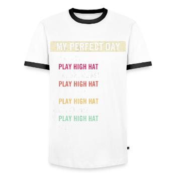 Funny High Hat Players High Hat Music Lovers - Männer Kontrast-T-Shirt - Weiß/Schwarz - Vorne - AI Model Female 172 light (172cm) & AI Model Male 178 dark (178cm)