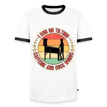 Pinball Pinball Player - Men's Ringer Shirt - white/black - Front - AI Model Female 172 light (172cm) & AI Model Male 178 dark (178cm)