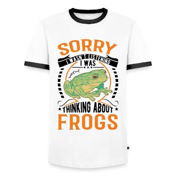 Grenouille cadeau Rainette - T-shirt contrasté Homme - blanc/noir - Devant - AI Model Female 172 light (172cm) & AI Model Male 178 dark (178cm)