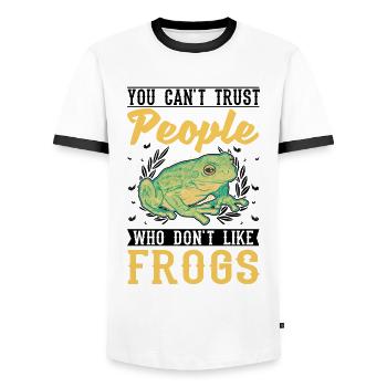 Grenouille cadeau Rainette - T-shirt contrasté Homme - blanc/noir - Devant - AI Model Female 172 light (172cm) & AI Model Male 178 dark (178cm)