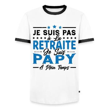 Je ne suis pas retraité je suis papy à plein temps - T-shirt contrasté Homme - blanc/noir - Devant - AI Model Female 172 light (172cm) & AI Model Male 178 dark (178cm)