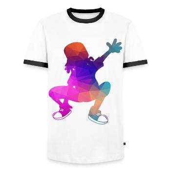 Bboy Breakdance Breakdance Danseur Danseur Breaker - T-shirt contrasté Homme - blanc/noir - Devant - AI Model Female 172 light (172cm) & AI Model Male 178 dark (178cm)