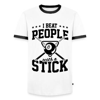 I Beat People With A Stick For Fun Billiard Snooke - Men's Ringer Shirt - white/black - Front - AI Model Female 172 light (172cm) & AI Model Male 178 dark (178cm)