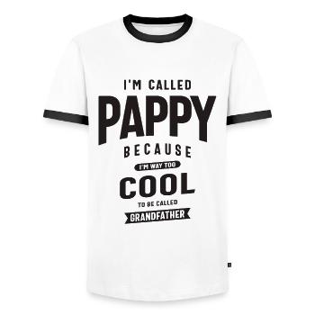 Ich werde Pappy genannt, weil ich viel zu cool bin - Männer Kontrast-T-Shirt - Weiß/Schwarz - Vorne - AI Model Female 172 light (172cm) & AI Model Male 178 dark (178cm)