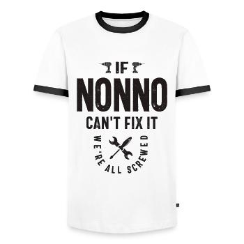 If Nonno Can't Fix It, We're All Screwed - Grandpa - Men's Ringer Shirt - white/black - Front - AI Model Female 172 light (172cm) & AI Model Male 178 dark (178cm)