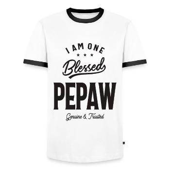 I Am One B Pepaw - Grandpa - Men's Ringer Shirt - white/black - Front - AI Model Female 172 light (172cm) & AI Model Male 178 dark (178cm)