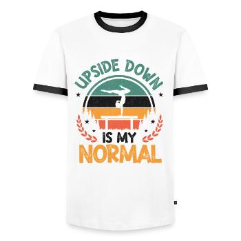 Upside Down Is My Normal, Girls Handstand - Männer Kontrast-T-Shirt - Weiß/Schwarz - Vorne - AI Model Female 172 light (172cm) & AI Model Male 178 dark (178cm)