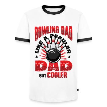 Bowling Dad, Wie Ein Normaler Dad, Aber Cooler - Männer Kontrast-T-Shirt - Weiß/Schwarz - Vorne - AI Model Female 172 light (172cm) & AI Model Male 178 dark (178cm)