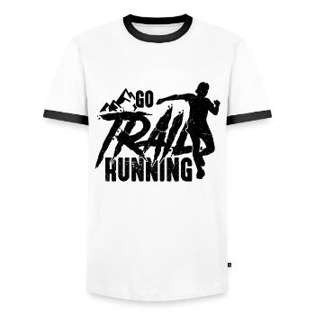 Go Trail Running Trekking Athletes Trail Runner - Men's Ringer Shirt - white/black - Front - AI Model Female 172 light (172cm) & AI Model Male 178 dark (178cm)