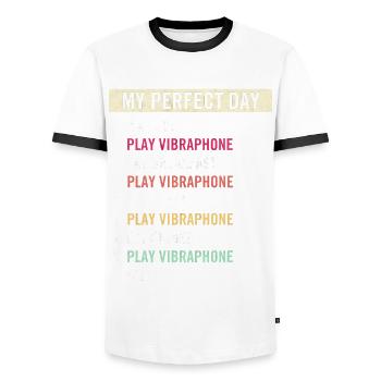 Funny Vibraphone Quotes Vibraphone Instrument Fans - Men's Ringer Shirt - white/black - Front - AI Model Female 172 light (172cm) & AI Model Male 178 dark (178cm)
