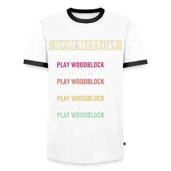 Funny Woodblock Quotes Woodblock Instrument Lovers - Men's Ringer Shirt - white/black - Front - AI Model Female 172 light (172cm) & AI Model Male 178 dark (178cm)