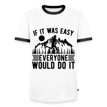 If It Was Easy Everyone Trail Race Trail Runner - Men's Ringer Shirt - white/black - Front - AI Model Female 172 light (172cm) & AI Model Male 178 dark (178cm)